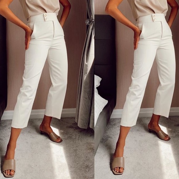 Zara Pants - GORGEOUS ZARA NWT Gold Buttons Waist Detail Pants